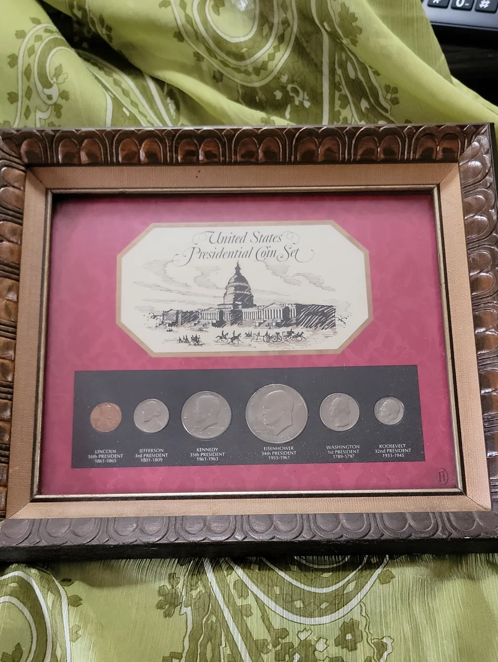 United States Presidential Coin Set in Pink Mat Framed Accent